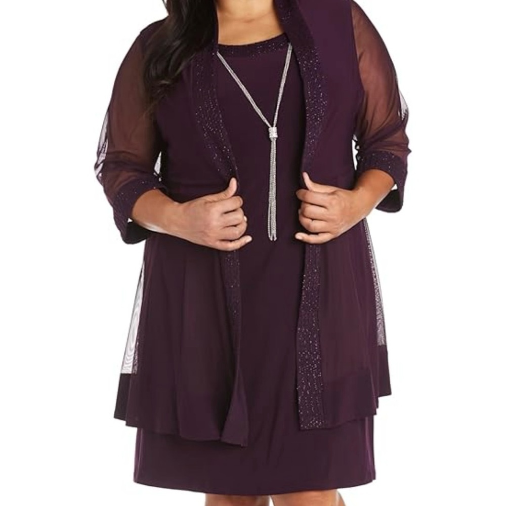 Elegant Purple Dress with Sheer Overlay